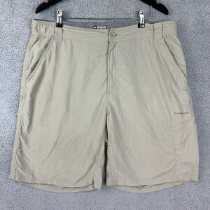 Simms Guide Series Shorts Mens XL Khaki Lightweight Fishing Outdoor Zip Pocket